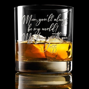 Personalized Handwriting Whiskey Rock Glass with premium bottom and side engraving quality. Comes with free Gift Box. image 4