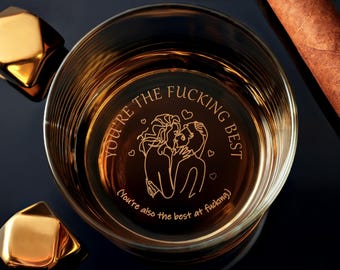 Engraved Custom Whiskey Glass, Best Gift For Husband, gift for boyfriend, Funny Gift Message, valentines gift for him, Free Gift Box