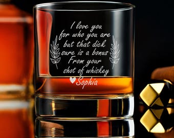 Custom Engraved Whiskey Glass, "I Love You For Who You Are" Saying, Perfect Anniversary Gift for Husband, gift for Boyfriend, Free Gift Box