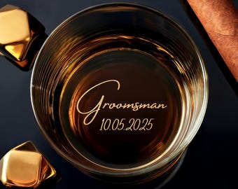 Wedding gift for him personalized engraved whiskey glasses custom groomsmen and best man gift