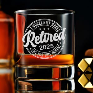 Retirement Gift for Men - Engraved Whiskey Glass for Dad or Coworker - Old Fashioned Rock Glass for Retired Man - Free Gift Box