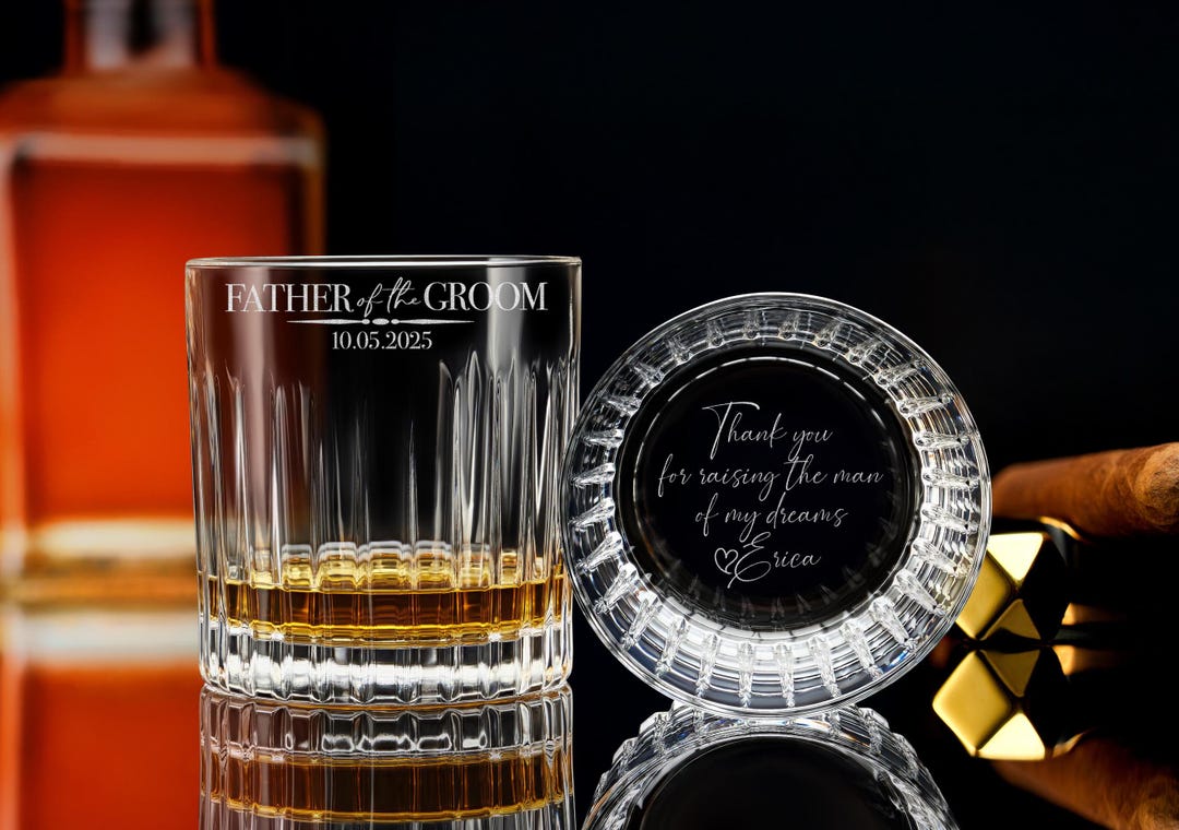 Father of the Groom Personalized Whiskey Crystal Glass - Elegant Wedding Keepsake, Gift fo