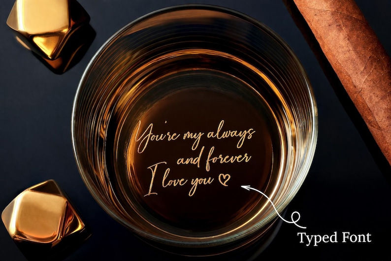 Engraved Whiskey Glass with Custom Photo & Handwriting - Perfect Personalized Christmas Gift for Dad and Husbands, Free Gift Box image 3