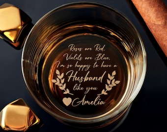 Engraved Custom Whiskey Glass Gift For Husband, gift for boyfriend, Anniversary Gift, valentines gift for him, Gift Box