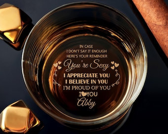 Personalized Custom Whiskey Glass, Funny Gift For Husband, gift for boyfriend, Anniversary Gift, valentines gift for him, Gift Box