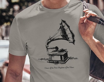 Chemise élégante pour les amateurs de musique - Impression phonographe et disque vinyle, cadeau de musique parfait pour elle, professeur de musique et vêtements de DJ