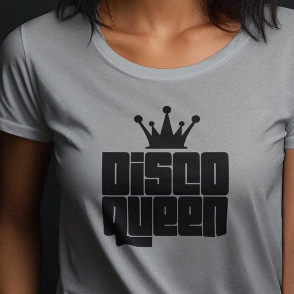 Modern Disco Queen Shirt Chic 70s Inspired Tee Contemporary Retro Style Top Dance Party Fashion T-Shirt Trendy Vintage-Look Casual Wear