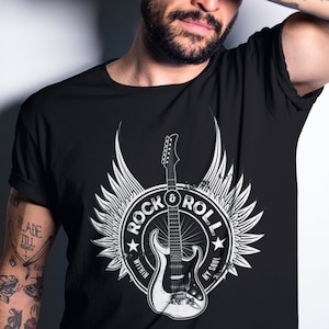 Rock and Roll T-Shirt - Guitar Player Gift - Vintage Music Lover Tee - Classic Rock Shirt