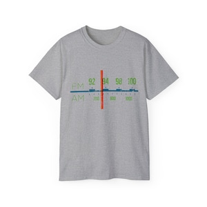 Unisex retro radio dial T-shirt for music enthusiasts