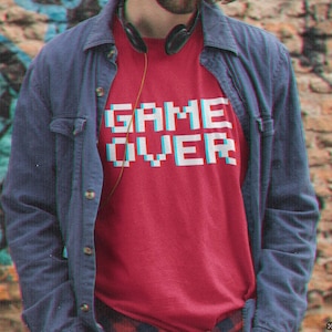 Game Over T-Shirt - Retro Gamer Tee - Vintage Gaming Shirt - Unisex Pixel Graphic Tee