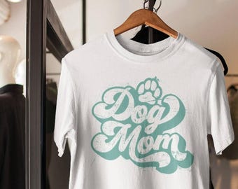 Retro Dog Mom T-Shirt, Vintage Style Mother's Day Gift for Dog Lovers and Pet Moms