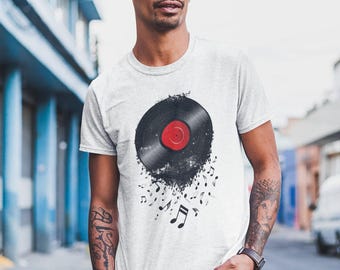 Vinyl Record Player T-Shirt, Retro 70s Oldies Music Tee for DJs and Music Fans