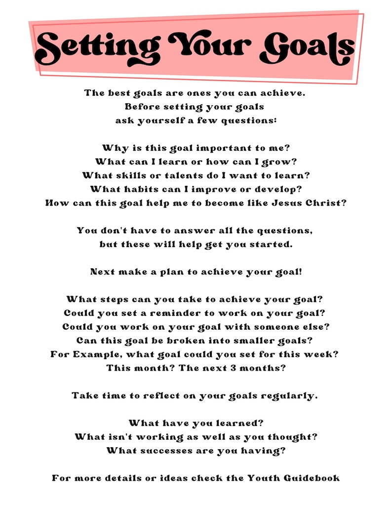 Youth Four Goals Printable Sheet - Il 794xN.4502669904 Kfoh 