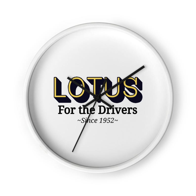 Lotus Wall Clock – Silent Wood Frame Clock, Automotive Wall Art, Car Enthusiast Decor, Motorsport Gift