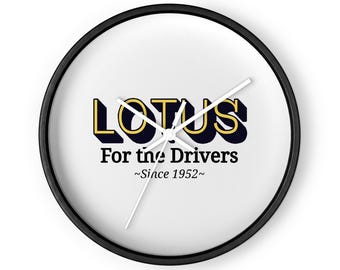 Lotus Wall Clock – Silent Wood Frame Clock, Automotive Wall Art, Car Enthusiast Decor, Motorsport Gift