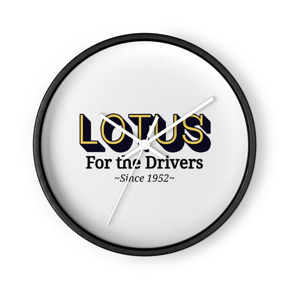 Lotus Wall Clock – Silent Wood Frame Clock, Automotive Wall Art, Car Enthusiast Decor, Motorsport Gift