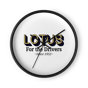 Lotus Wall Clock – Silent Wood Frame Clock, Automotive Wall Art, Car Enthusiast Decor, Motorsport Gift