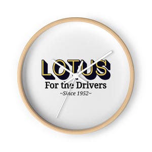 Lotus Wall Clock – Silent Wood Frame Clock, Automotive Wall Art, Car Enthusiast Decor, Motorsport Gift