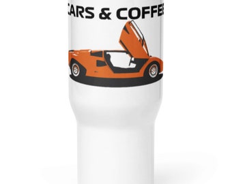 Cars and Coffee 25oz Stainless Steel Travel Mug – Double Wall Insulated Tumbler for Car Enthusiasts