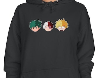 Premium Anime Hero Trio Hoodie, Fun Curious Chaotic Kawaii Manga Sweatshirt, Japanese Cartoon Pullover Jumper, Cosplay Costume Gift
