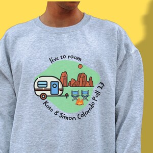 Personalised Camping Couple Gift, Anniversary Announcement Gift, Custom Hiking Sweatshirt, His and Her Present, Couple Adventure Sweatshirt