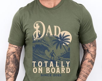 Personalised Dad Retro Surfer Beach Shirt, Dad Since, Surfer Dad, Custom Fathers Surf Tee, Gift for Husband, Gift for Father, Vacation Shirt