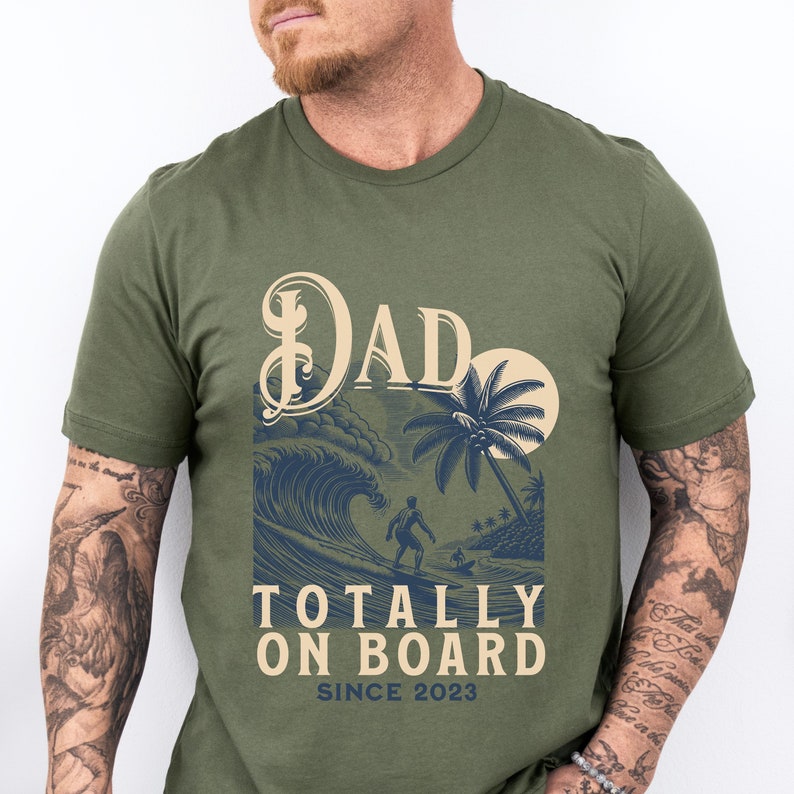 Chemise de plage personnalisée pour papa surfeur rétro, papa depuis, papa surfeur, tee-shirt de surf pour pères personnalisé, cadeau pour mari, cadeau pour père, chemise de vacances image 1