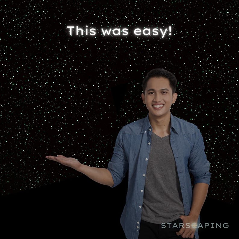 Man happy with painting kid's room with glow in the dark stars.