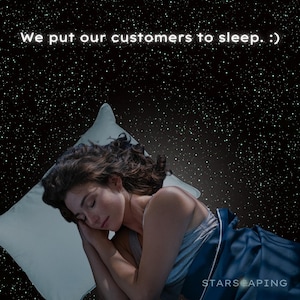 Woman sleeping on pillow with stars background.