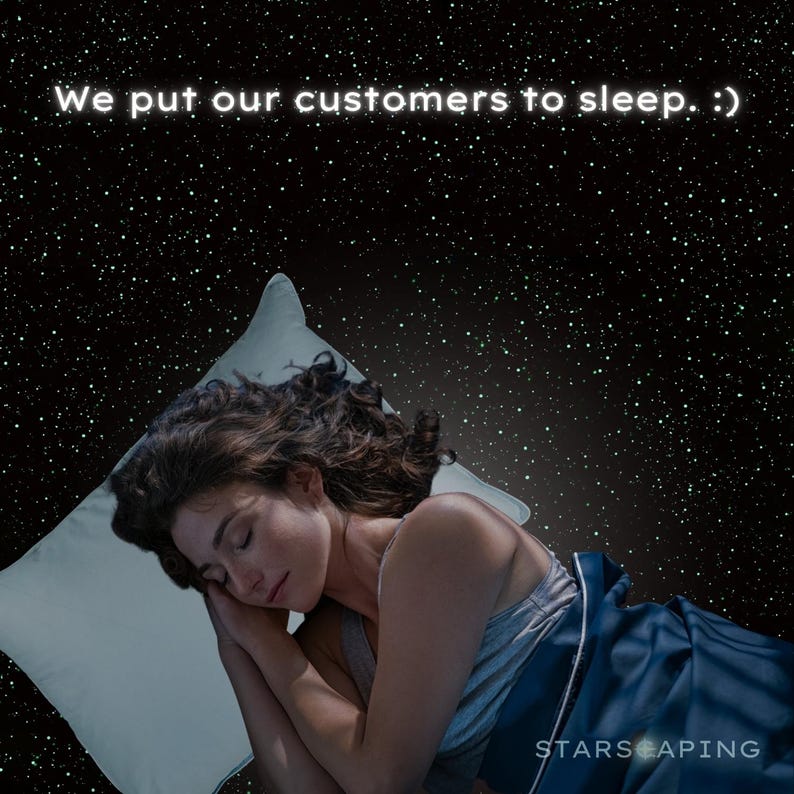 Woman sleeping on pillow with stars background.
