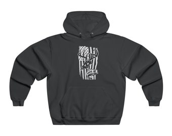 Herren Kapuzen Sweatshirt Deer Skull Bass Flag Distressed Design
