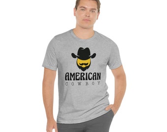 American Cowboy Smiley Gesicht Unisex Jersey Kurzarm T-Shirt