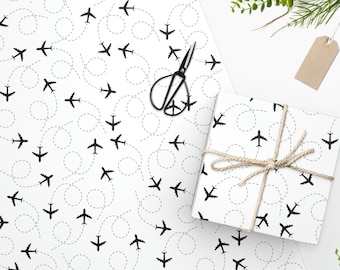 Airplanes Wrapping Paper, Unique Gift Wrap, Gift Wrapping, Travel Gifts, Cute Wrapping Paper, Wrapping Paper Roll, White Wrapping Paper