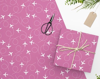 Airplanes Wrapping Paper, Unique Gift Wrap, Gift Wrapping, Travel Gifts, Cute Wrapping Paper, Wrapping Paper Roll, Pink Wrapping Paper