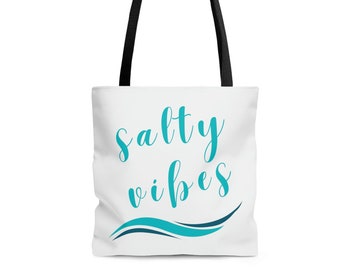 Salty Vibes Tote Bag, Travel Tote Bag, Shopping Bag, Shoulder Bag, Travel Tote, Travel Bag, Beach Bag, Travel Gift