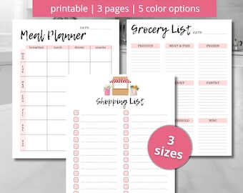 Grocery List Printable, Grocery List Planner, Grocery List Template, Shopping List Template, Weekly Meal Planner, Grocery Checklist