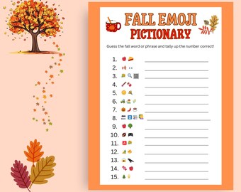 Fall Emoji Game, Fall Emoji Pictionary Game, Autumn Emoji Games, Kids game, Printable Fall game, Kids Fall Activity, Fall Activities