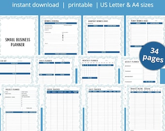 Small Business Planner, Printable Business Planner, Business Organizer, Business Plan, Business Templates, Printable Planner, Tracker