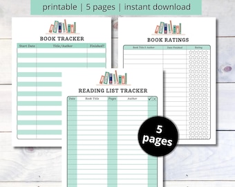 Reading Tracker Printable, Reading List Tracker, Reading List, Reading Planner, Book Tracker, Book List, Book Read Tracker, Reading Log Book