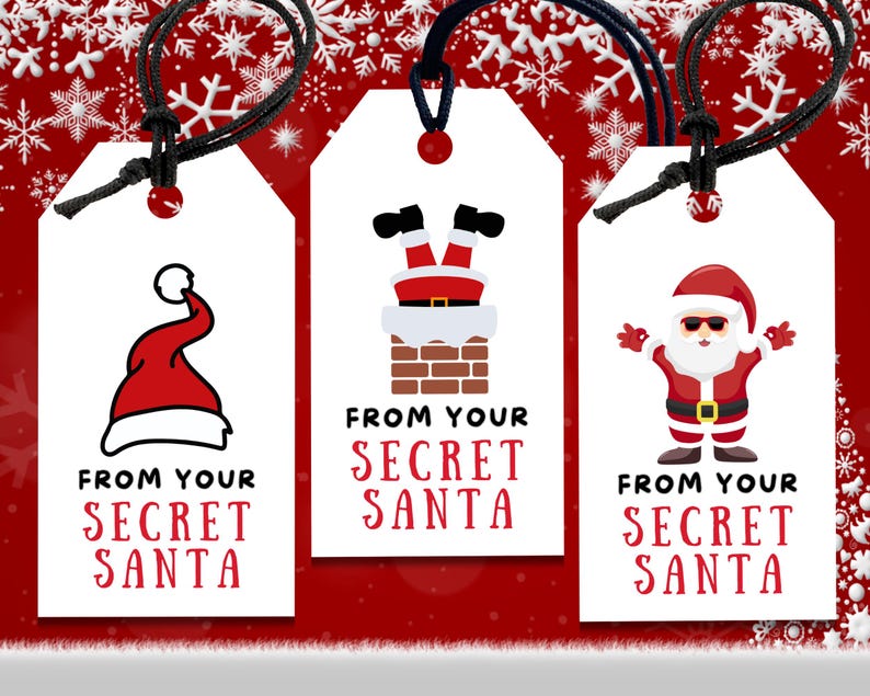 Secret Santa Gift Tags Printables, Secret Santa Tag, Christmas Secret ...