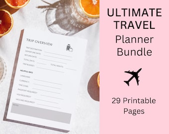 Travel Planner Printable Bundle Travel Planner Template Trip Planner Travel Guide Vacation Travel Itinerary Travel Printable Packing List