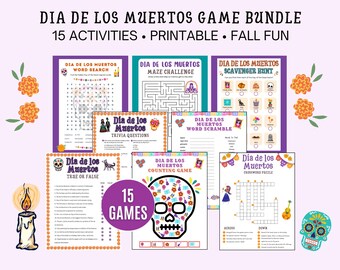 Dia de los Muertos Games Bundle Printable, Dia de los Muertos Activity, Day of the Dead Games, Games for Kids, Kids games, Fall printables