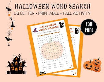 Halloween Word Search Printable, Halloween Activities, Halloween Games, Games for Kids, Fall Word Search, Kids games, Printable Fall game