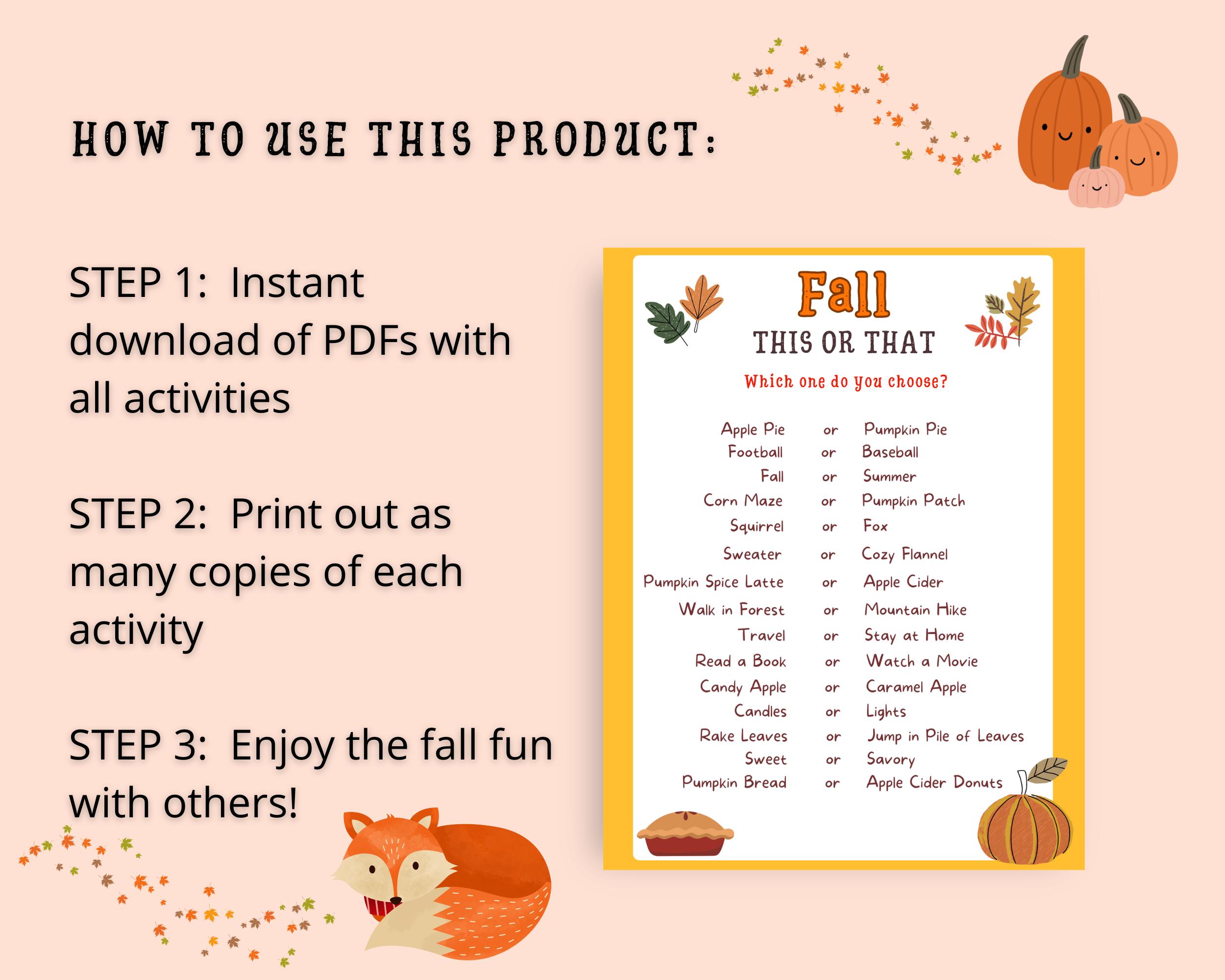 Fall Active Games Fall Games Bundle Printable, Fall Games, Autumn Games, Fall Activities ...