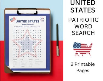United States Word Search, USA game, 4th of July Word Search, Patriotic Word Search, Patriotic games, July 4th games, Printable game
