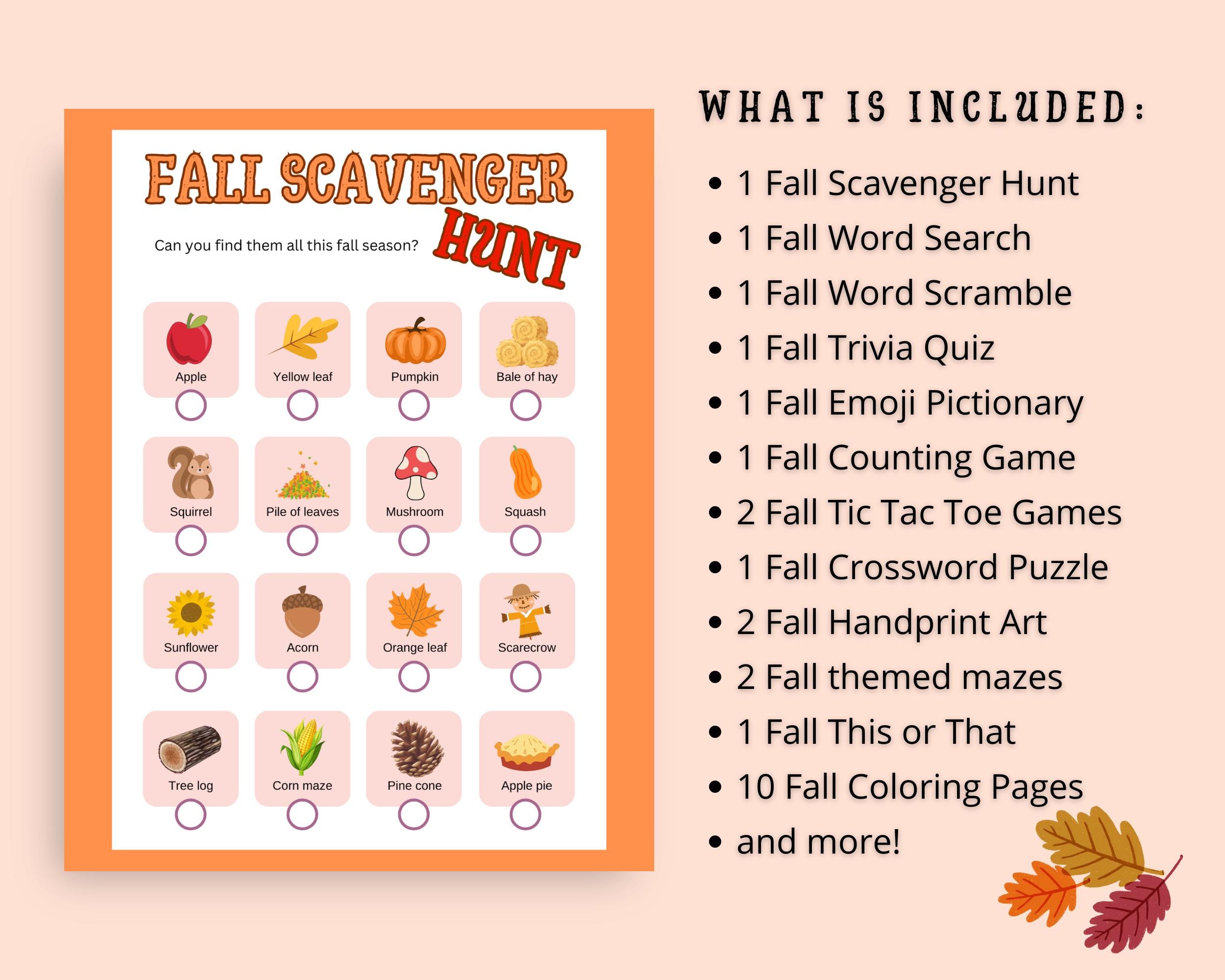 Fall Active Games Fall Games Bundle Printable, Fall Games, Autumn Games, Fall Activities ...