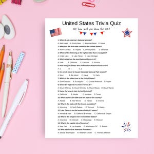 75 United States Trivia Questions, Trivia games, American Trivia, Printable games, US History Trivia, Road trip games, US Trivia Quiz