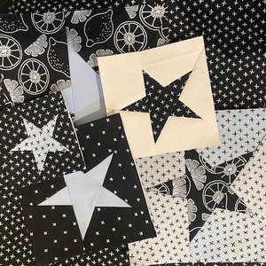 Simple Star FPP Quilt Pattern in 4&quot;, 5&quot;, 6&quot;, 7&quot;, & 8&quot;