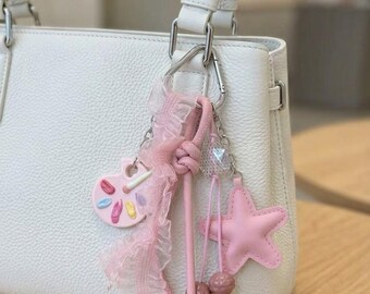 Pastal Pink star Keychain, Cute Bag Charm,  Mom Gift, Backpack Charm, Y2K Aesthetic