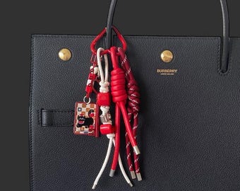 Red Cat Bag Charm: Handmade Boho Purse Accessory